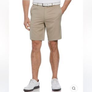 NWT PGA Tour Men Flat Front Expandable Waistband Golf Shorts Sz 40 Beige Preppy